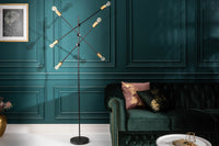 Elegante Stehlampe VARIATION 193cm schwarz gold mit sechs schwenkbaren Leuchten
