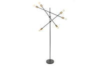 Elegante Stehlampe VARIATION 193cm schwarz gold mit sechs schwenkbaren Leuchten