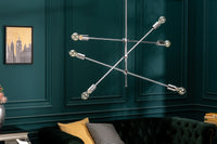 Elegante Hängelampe VARIATION 128cm silber mit sechs schwenkbaren Leuchten