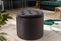 Eleganter Hocker MODERN BAROCK 50 cm Samt Aufbewahrungkorb