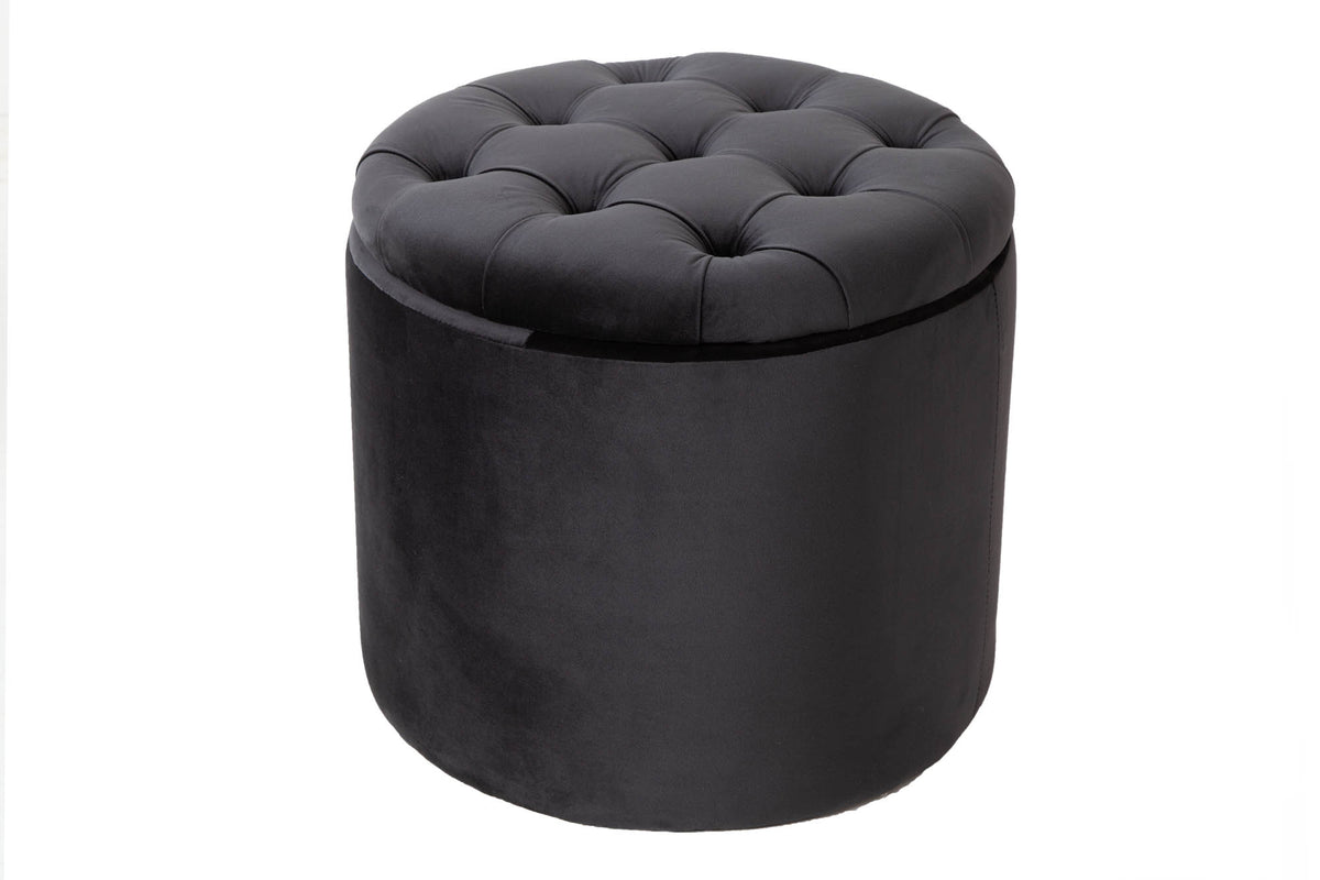 Eleganter Hocker MODERN BAROCK 50 cm Samt Aufbewahrungkorb