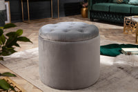 Eleganter Hocker MODERN BAROCK 50 cm Samt Aufbewahrungkorb