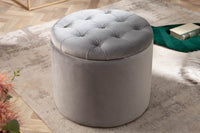 Eleganter Hocker MODERN BAROCK 50 cm Samt Aufbewahrungkorb