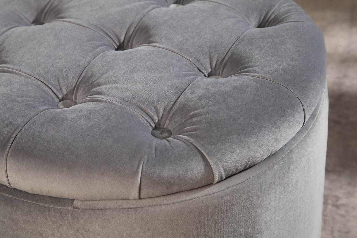 Eleganter Hocker MODERN BAROCK 50 cm Samt Aufbewahrungkorb