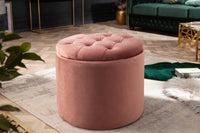 Eleganter Hocker MODERN BAROCK 50 cm Samt Aufbewahrungkorb