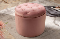 Eleganter Hocker MODERN BAROCK 50 cm Samt Aufbewahrungkorb