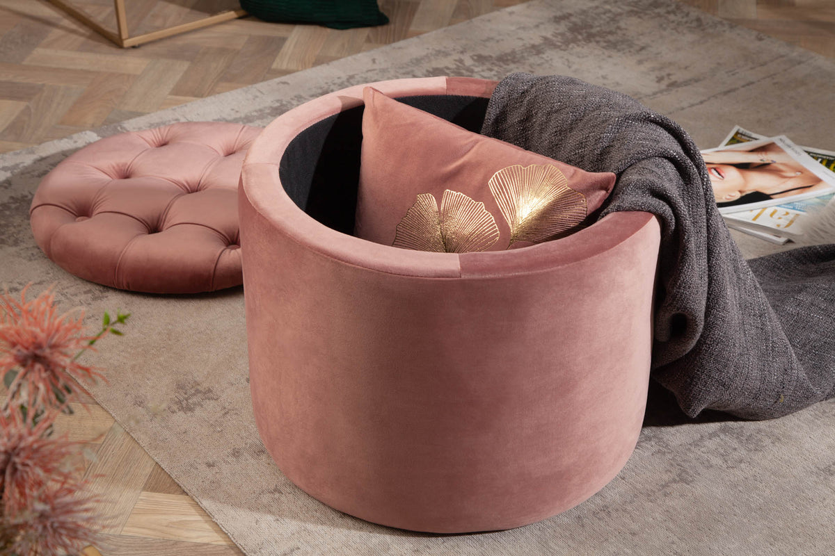 Eleganter Hocker MODERN BAROCK 50 cm Samt Aufbewahrungkorb
