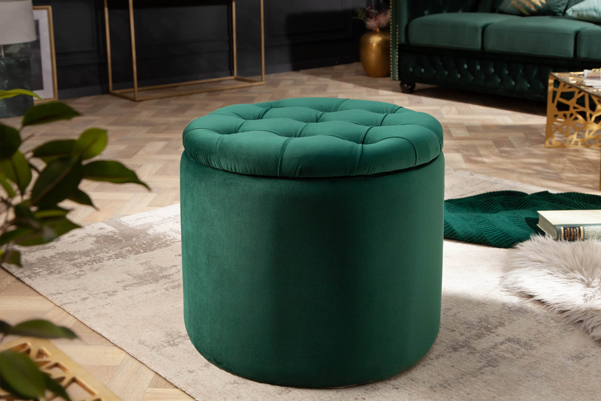 Eleganter Hocker MODERN BAROCK 50 cm Samt Aufbewahrungkorb