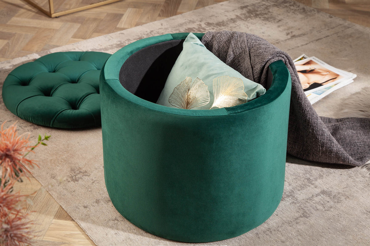 Eleganter Hocker MODERN BAROCK 50 cm Samt Aufbewahrungkorb
