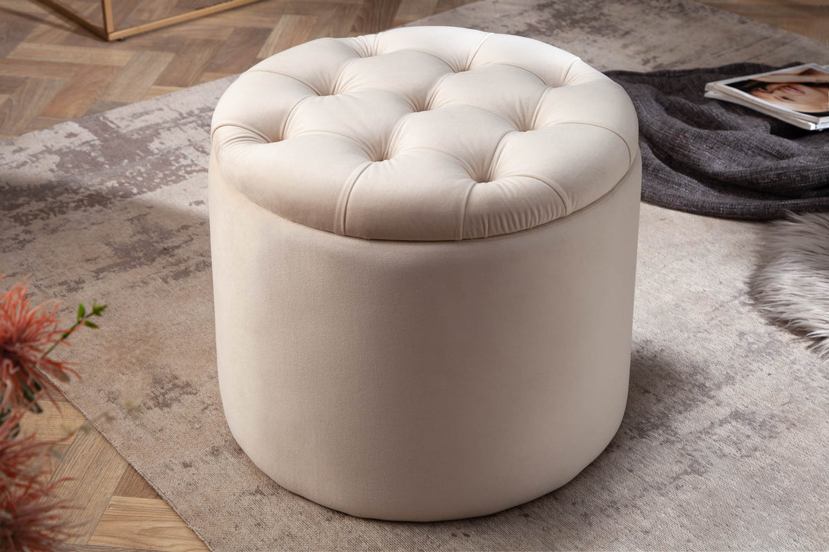 Eleganter Hocker MODERN BAROCK 50 cm Samt Aufbewahrungkorb