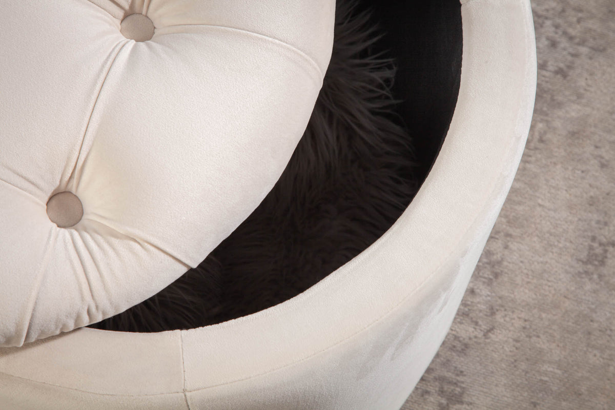 Eleganter Hocker MODERN BAROCK 50 cm Samt Aufbewahrungkorb