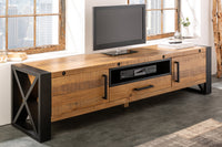THOR solid TV lowboard 200cm recycled pine wood in industrial design