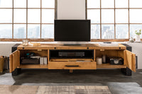 THOR solid TV lowboard 200cm recycled pine wood in industrial design
