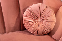 Retro 3-Sitzer Sofa ARIELLE 220cm Samt goldene Metallfüße Ziersteppung