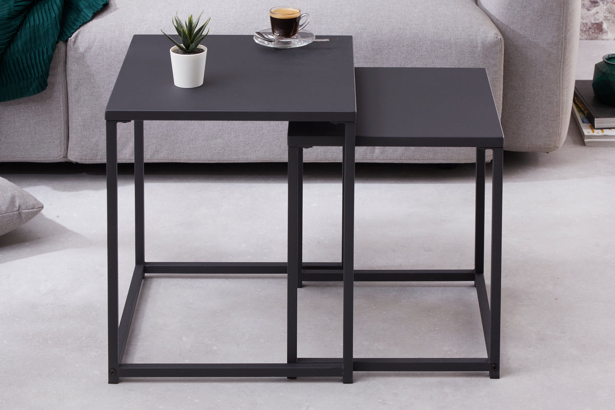 DURA STEEL Industrial side tables set of 2 40cm black metal