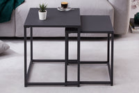 DURA STEEL Industrial side tables set of 2 40cm black metal