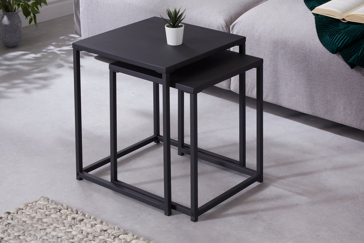 DURA STEEL Industrial side tables set of 2 40cm black metal