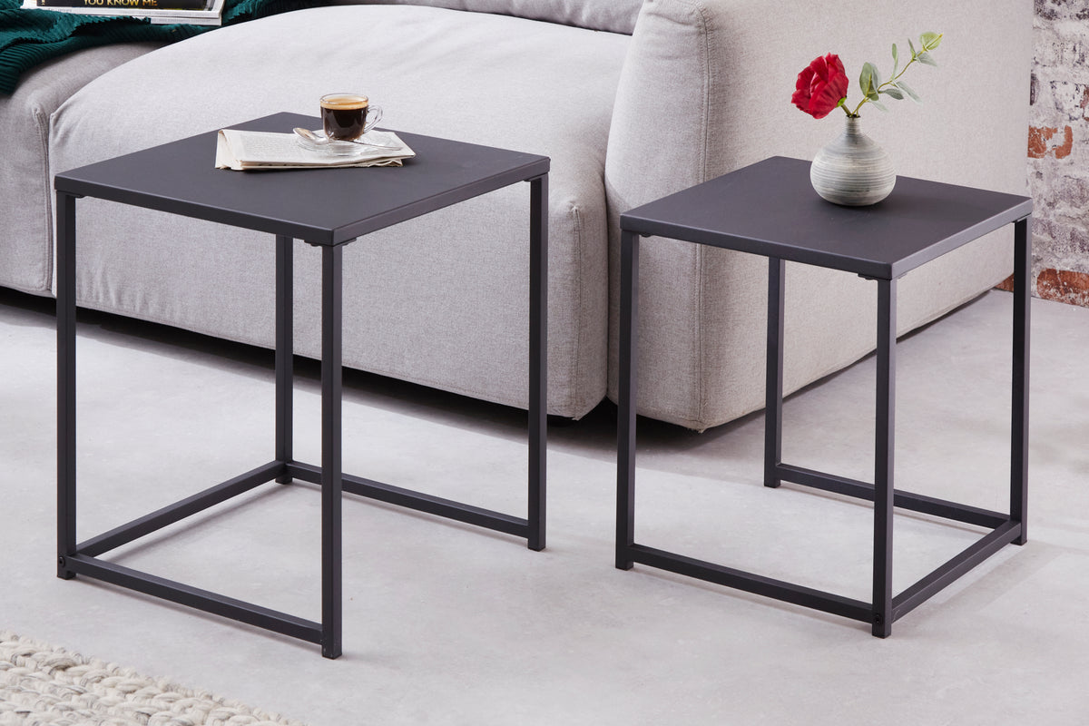 DURA STEEL Industrial side tables set of 2 40cm black metal