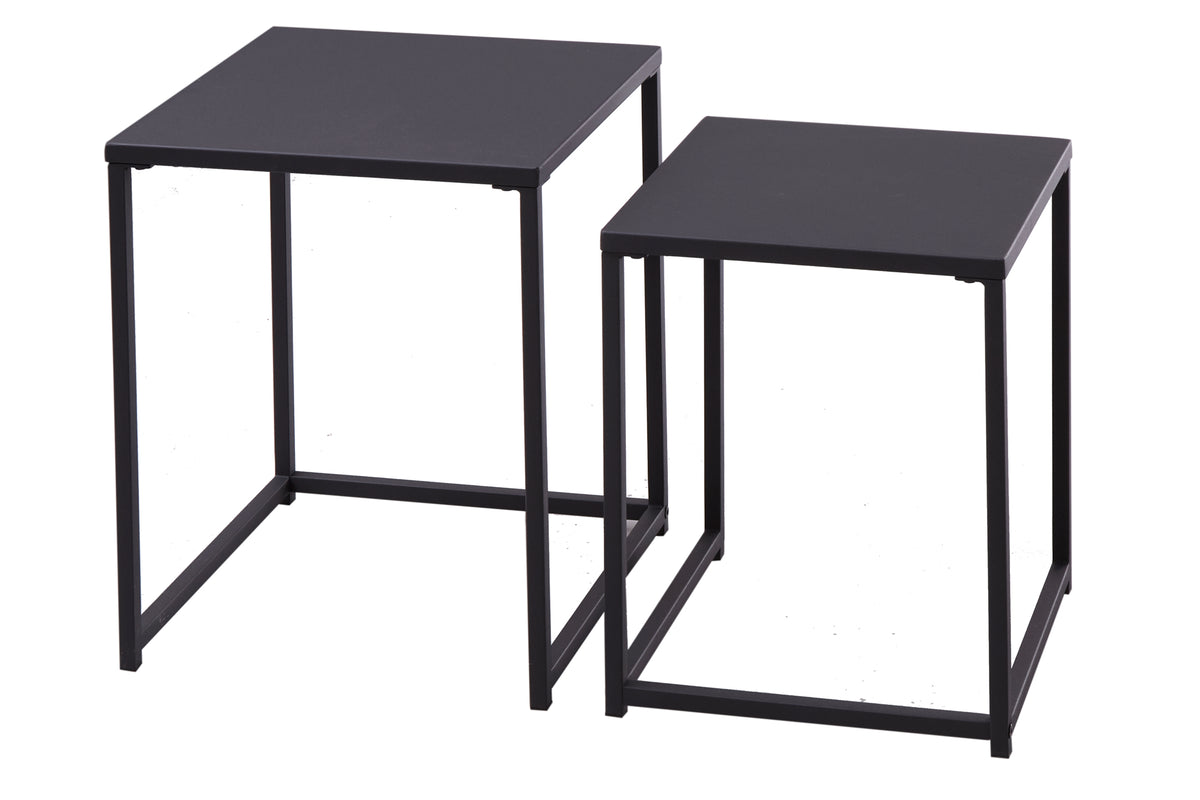 DURA STEEL Industrial side tables set of 2 40cm black metal