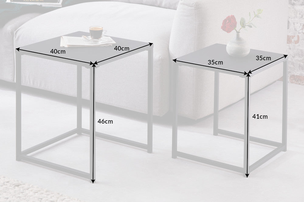 DURA STEEL Industrial side tables set of 2 40cm black metal