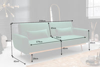 BELLEZZA Retro Schlafsofa 210cm Samt 3-Sitzer Couch inkl. Kissen