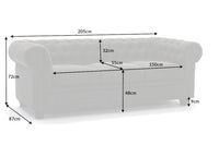 Chesterfield 3er Sofa 205cm vintage 3-Sitzer mit Knopfheftung und Federkern