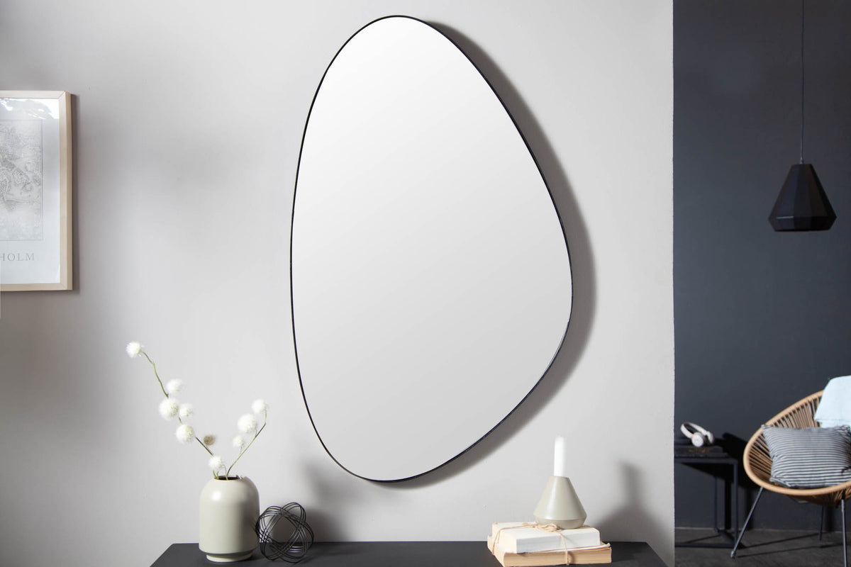 Moderner Wandspiegel NOEMI 90cm schwarz asymmetrisches Design