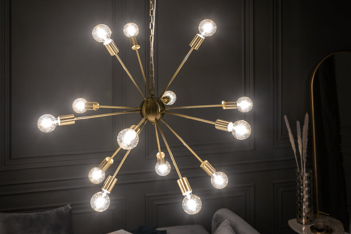 Elegante Hängelampe SPUTNIK 87cm gold mit 14 Leuchtarmen