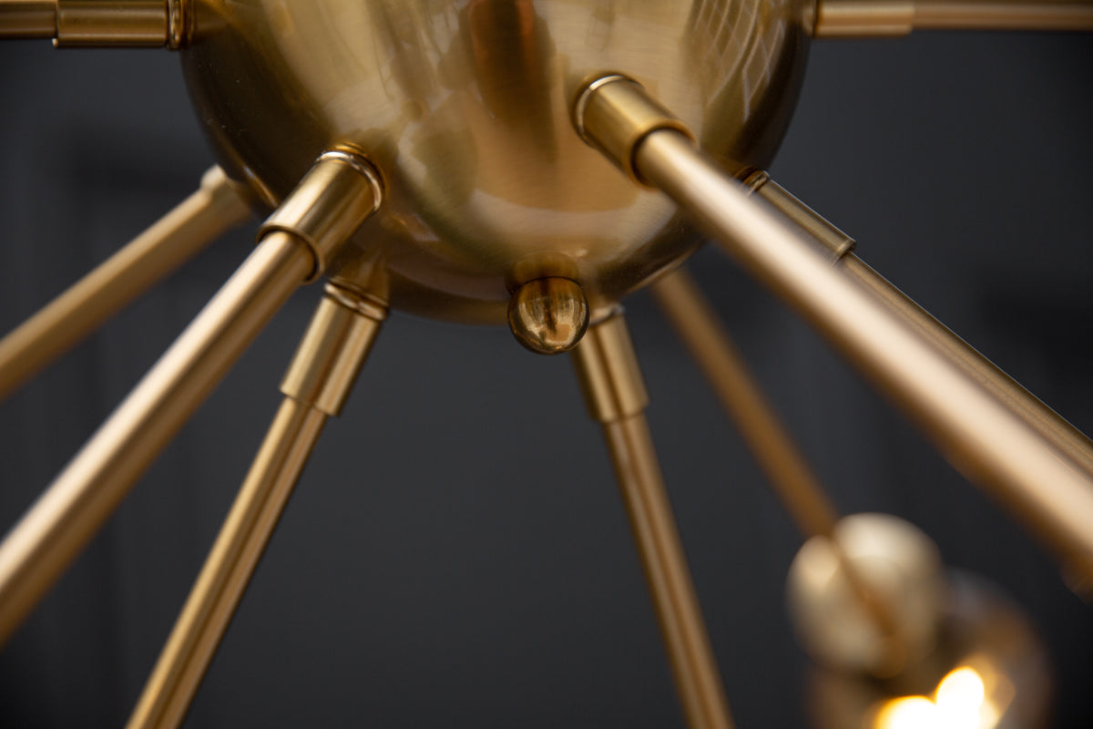 Elegante Hängelampe SPUTNIK 87cm gold mit 14 Leuchtarmen