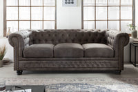 Chesterfield 3er Sofa 205cm vintage 3-Sitzer mit Knopfheftung und Federkern