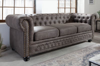 Chesterfield 3er Sofa 205cm vintage 3-Sitzer mit Knopfheftung und Federkern