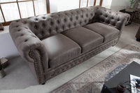 Chesterfield 3er Sofa 205cm vintage 3-Sitzer mit Knopfheftung und Federkern