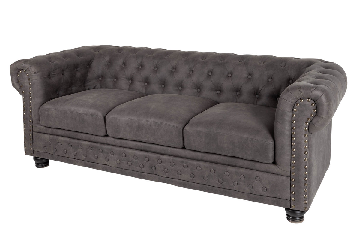 Chesterfield 3er Sofa 205cm vintage 3-Sitzer mit Knopfheftung und Federkern