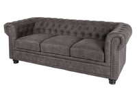 Chesterfield 3er Sofa 205cm vintage 3-Sitzer mit Knopfheftung und Federkern