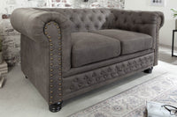 Chesterfield 2er Sofa 150cm Samt 2-Sitzer mit Knopfheftung und Federkern