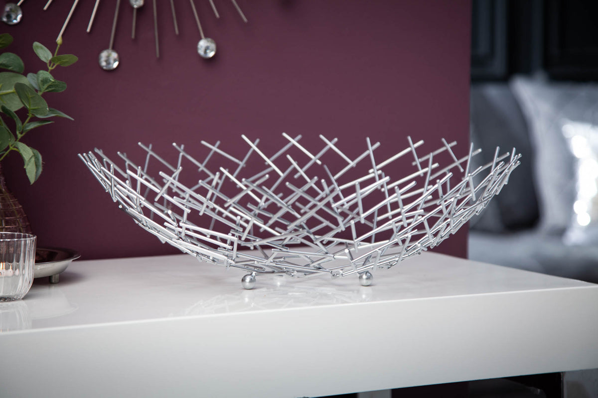 Design Schale STRUCTURE 45cm silber pulverbeschichtetes Metall