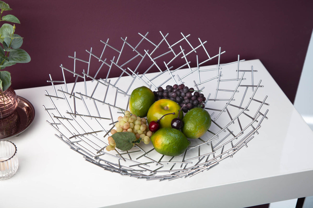 Design Schale STRUCTURE 45cm silber pulverbeschichtetes Metall