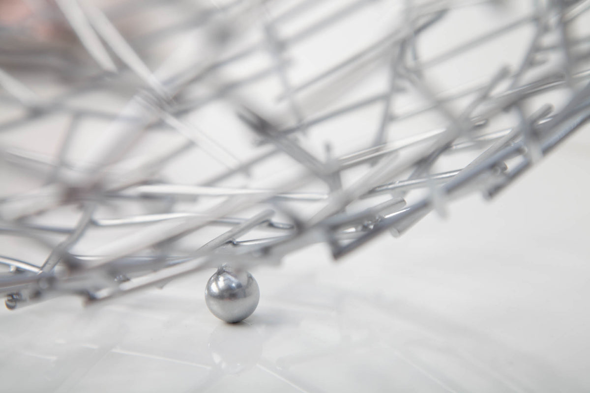 Design Schale STRUCTURE 45cm silber pulverbeschichtetes Metall