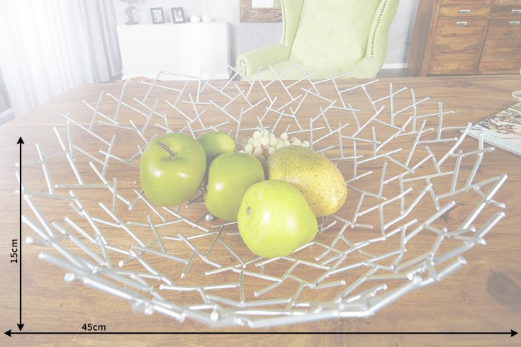 Design Schale STRUCTURE 45cm silber pulverbeschichtetes Metall