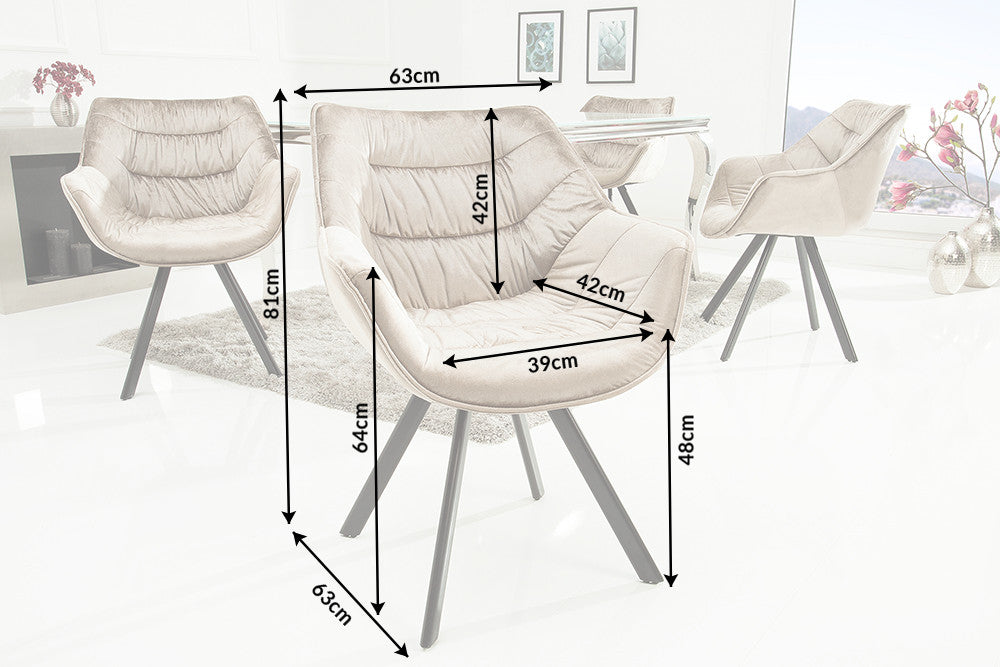 THE DUTCH COMFORT design chair velvet retro style with armrests