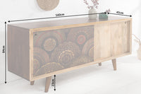 MANDALA Massives Sideboard 160cm Mangoholz mit Schiebetüren