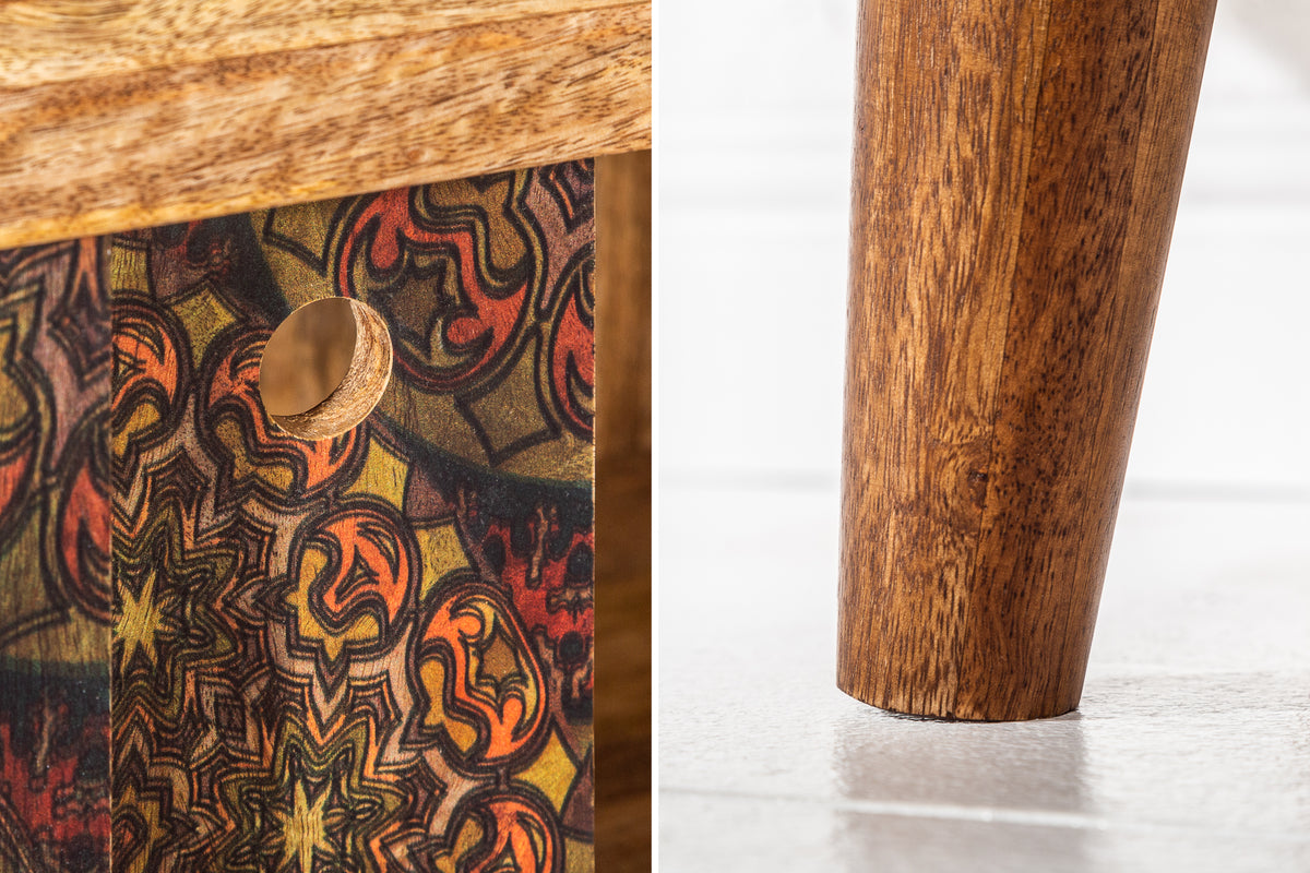 MANDALA Massives Sideboard 160cm Mangoholz bunt mit Schiebetüren