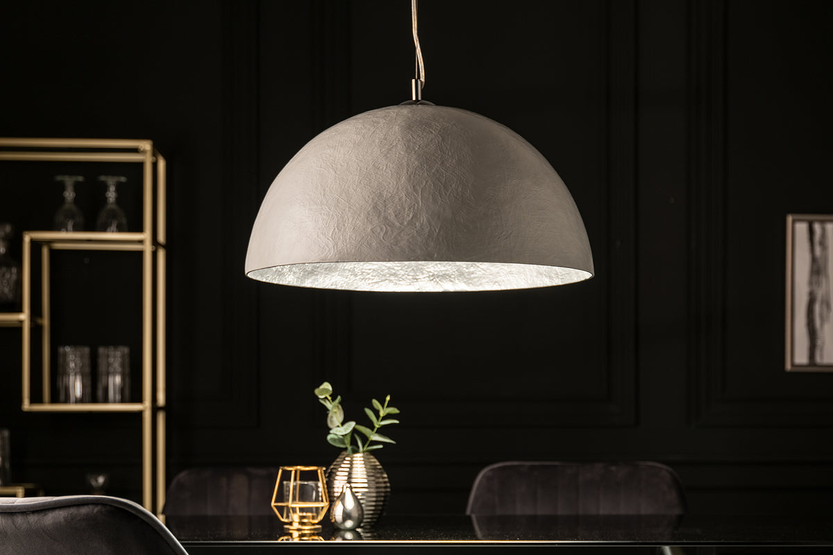 Elegante Design Hängeleuchte GLOW 50cm weiß silber Hängelampe