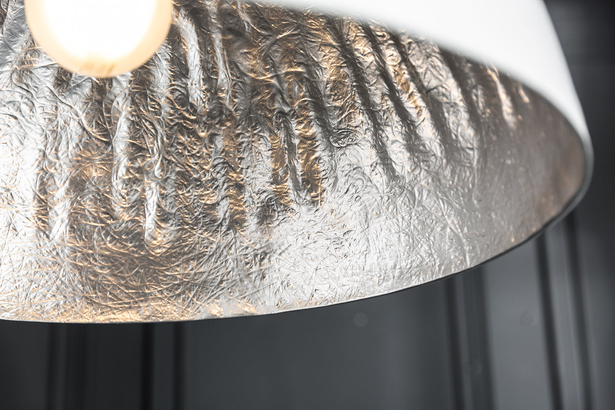 Elegante Design Hängeleuchte GLOW 50cm weiß silber Hängelampe