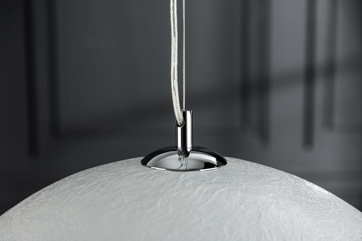 Elegante Design Hängeleuchte GLOW 50cm weiß silber Hängelampe