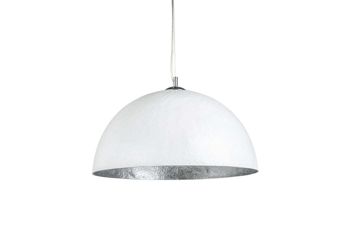 Elegante Design Hängeleuchte GLOW 50cm weiß silber Hängelampe