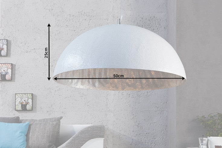 Elegante Design Hängeleuchte GLOW 50cm weiß silber Hängelampe
