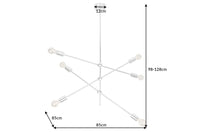Elegante Hängelampe VARIATION 128cm silber mit sechs schwenkbaren Leuchten