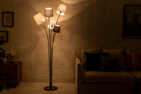 LEVELS Design Stehlampe 176cm schwarz grau mit 5 Leinenschirmen