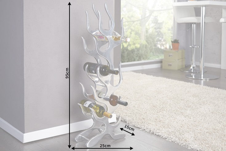 FLAME Modern wine rack 93cm silver for 9 bottles bottle holder